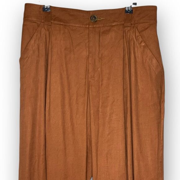 Cabi #6478 Cruise Crop Sienna Brown Linen Blend Pants Coastal Beach Women Medium - Picture 4 of 11